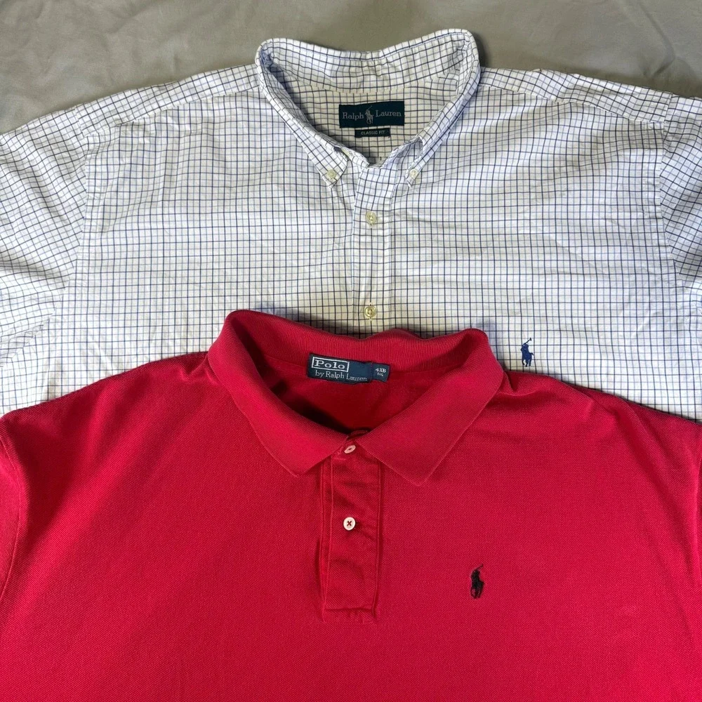 Lot of 2 Polo Ralph Lauren Men's 4XB Shirts Short Sleeve Button Down & Polo